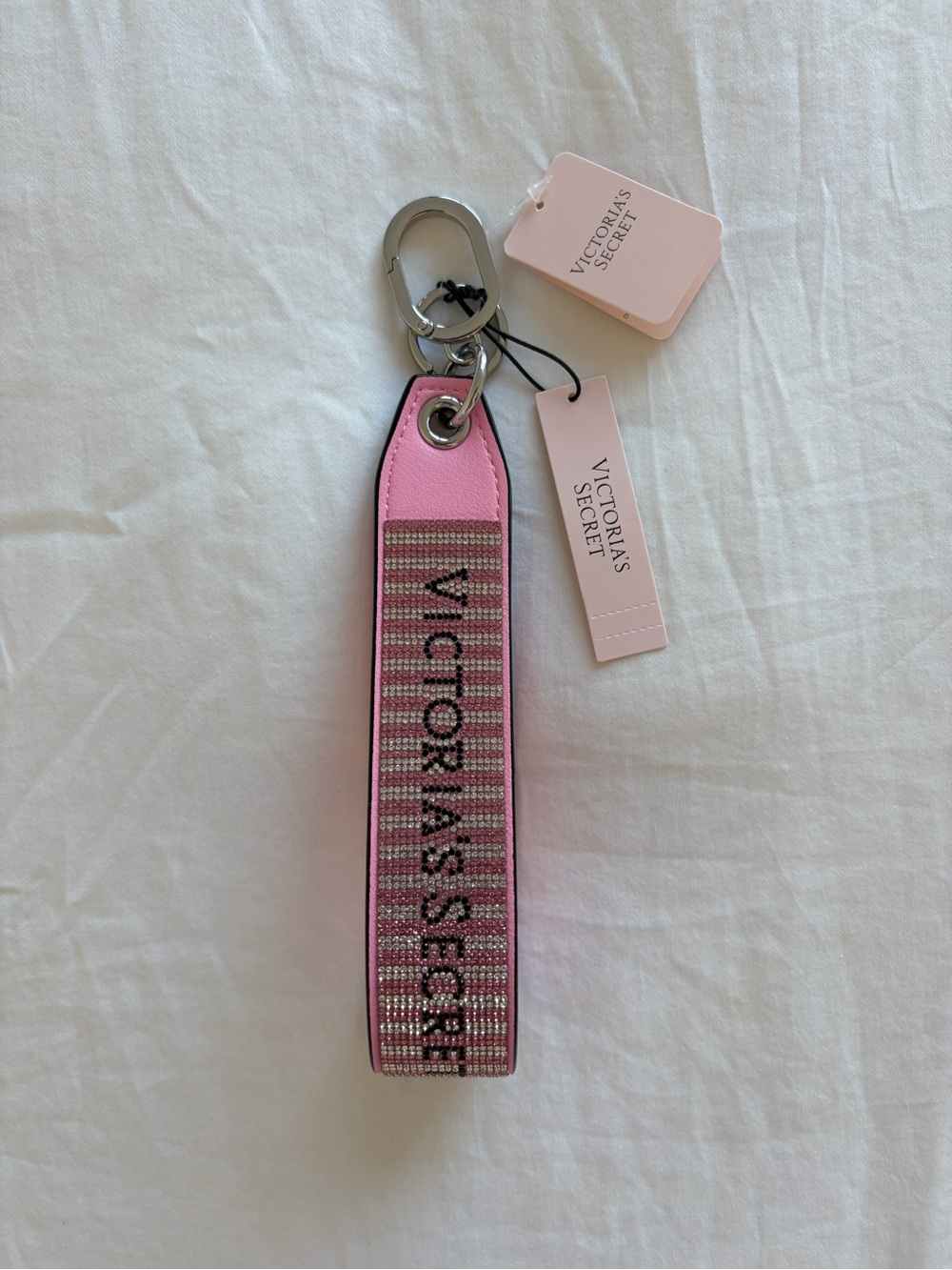 Victoria's Secret pink wristlet strap keychain